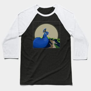 Peacock Illustration Looking to the Side Baseball T-Shirt